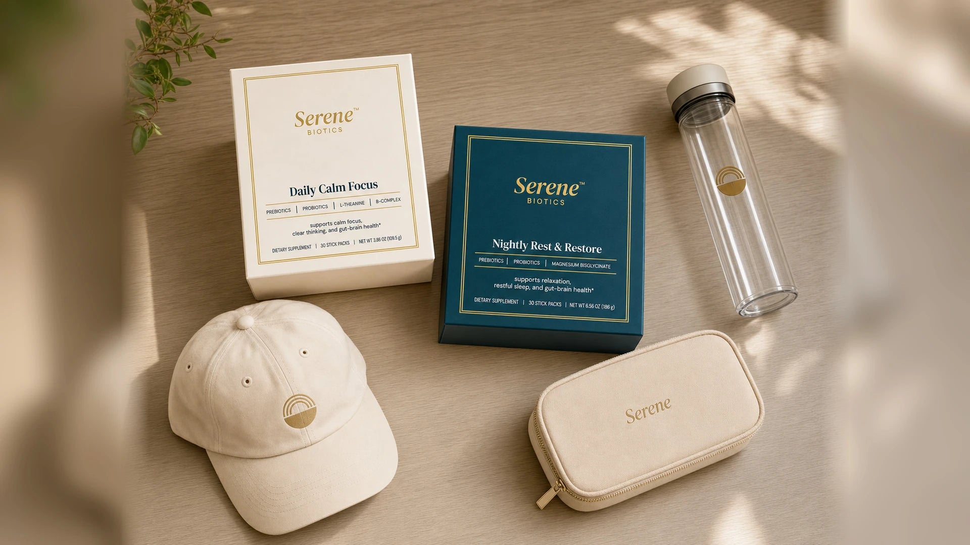 The Serene Biotics welcome kit with the complete Gut-Brain Protocol