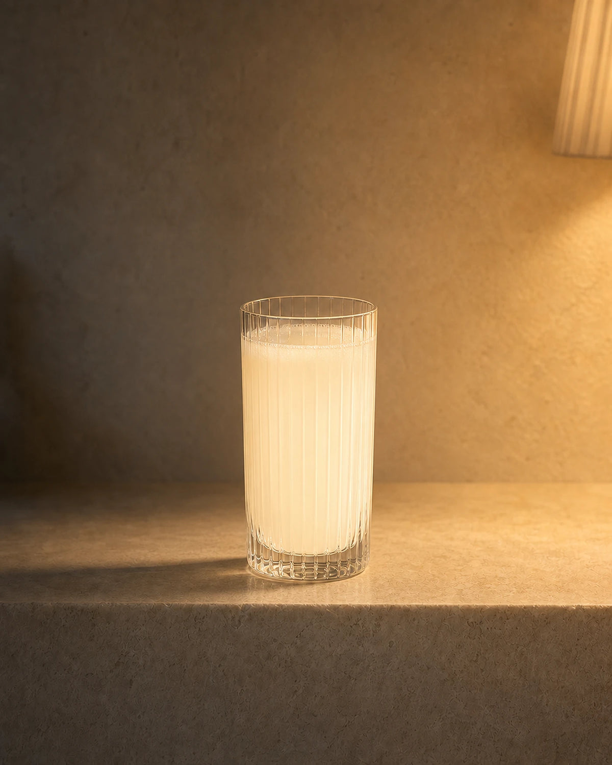The prepared Nightly Rest and Restore drink in evening lamplight