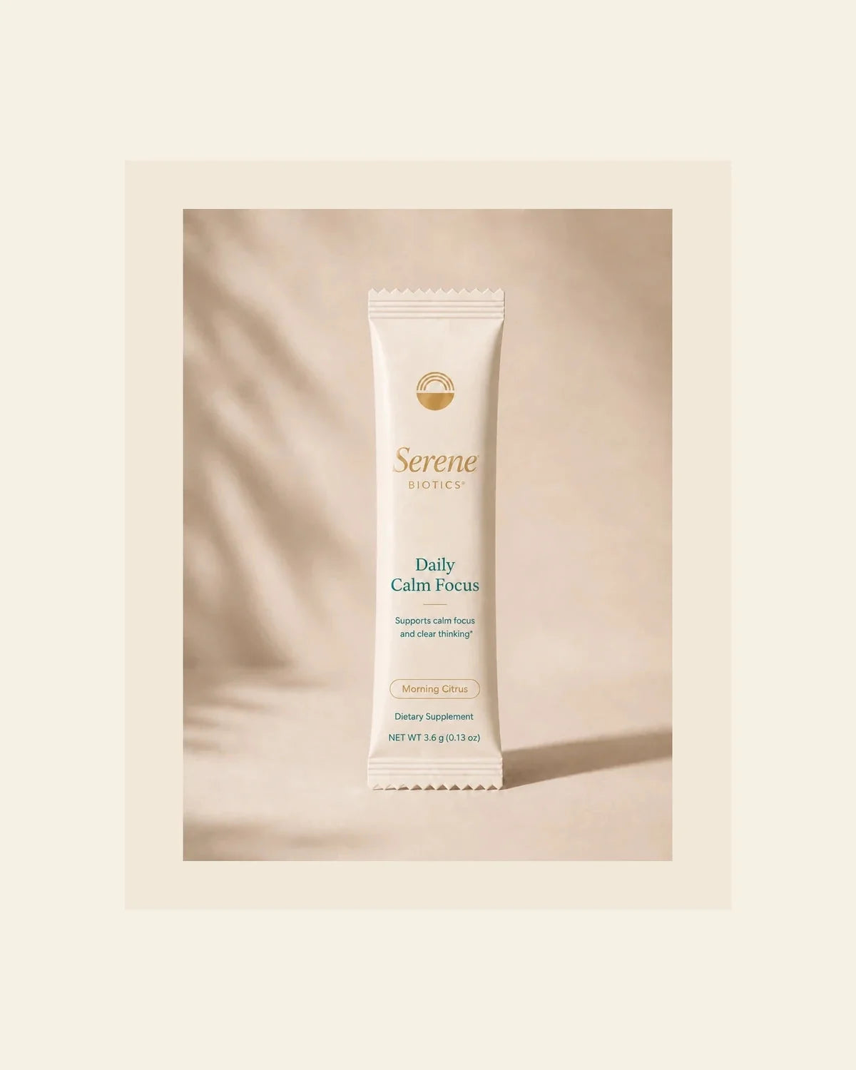 A Daily Calm Focus stick pack, the morning formula